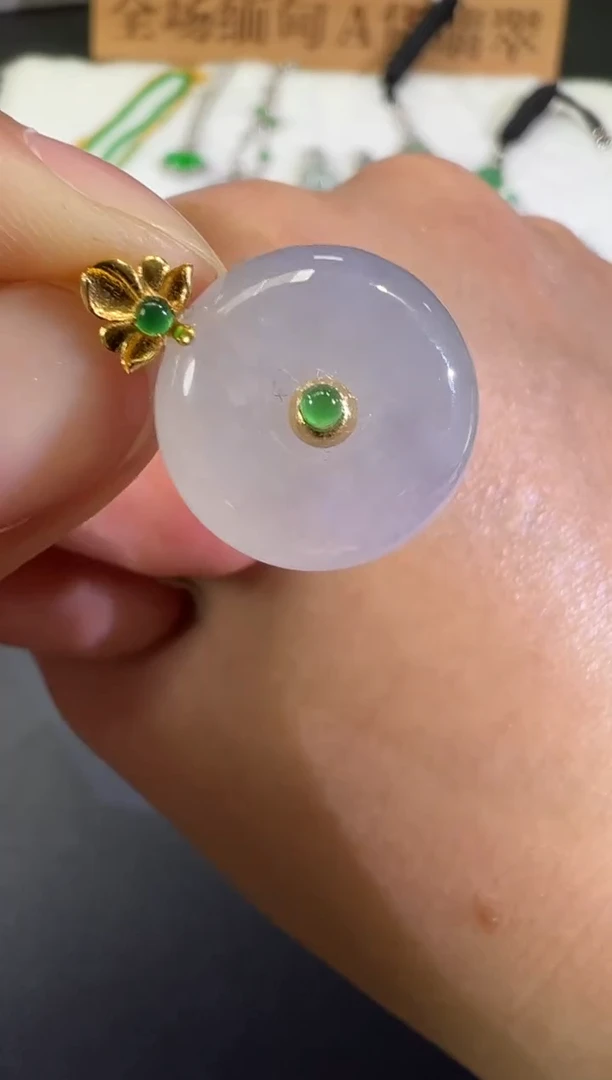 吊坠(不含链)18K金镶嵌翡翠B425|580