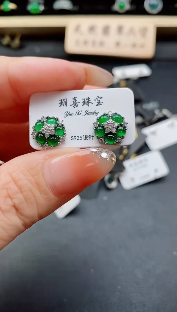 银S925镶嵌戒指翡翠1