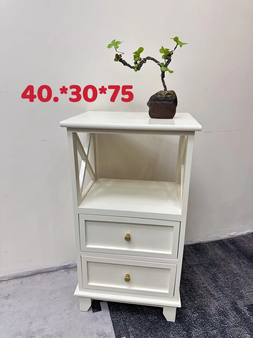 （两抽）40*30*75斗柜美式实木复古柜子收纳储物柜客厅边柜204