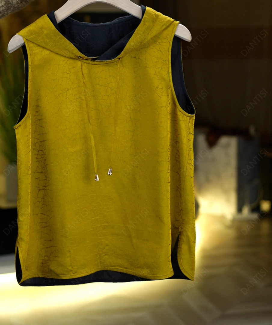 漫寻星《非遗美学》2240复古印花时尚减龄连帽无袖上衣