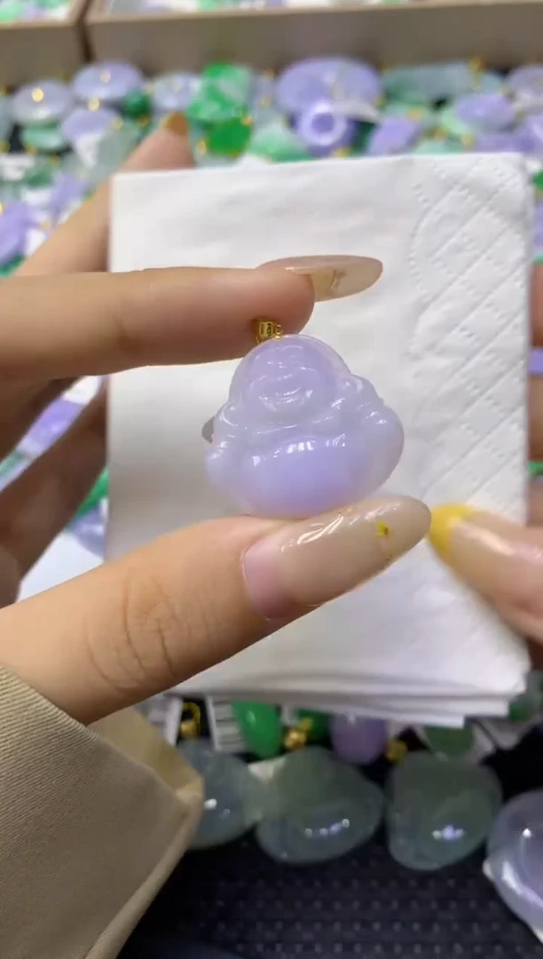 颈饰18K金镶嵌翡翠天然缅甸翡翠A货