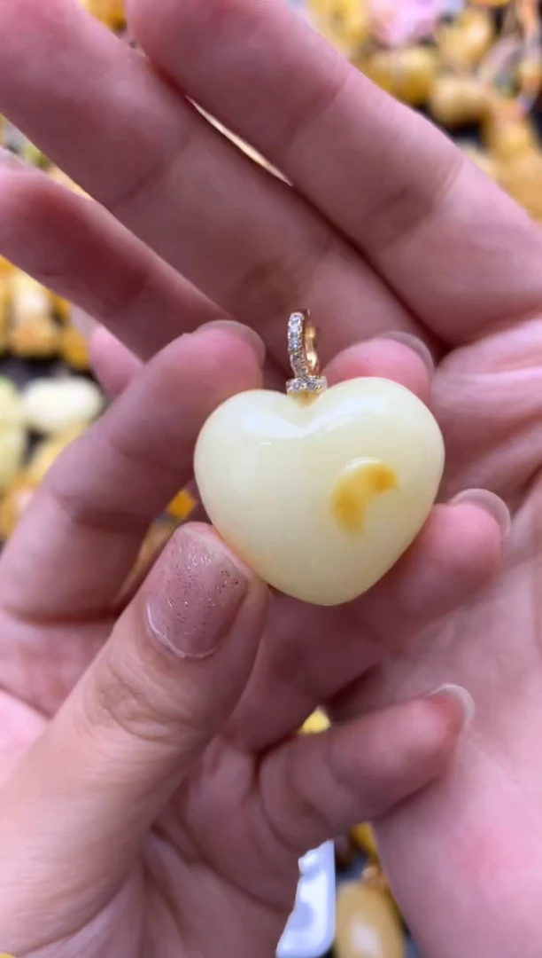 银S925镶嵌琥珀珠宝奇石014琥珀蜜蜡微瑕品