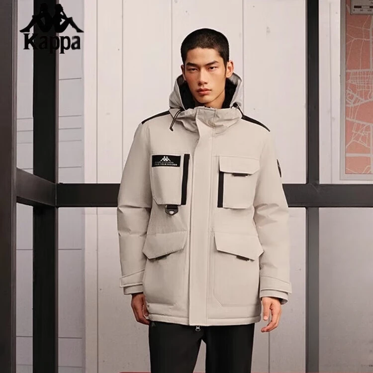 KAPPA运动羽绒服男新款复古防风连帽外套女保暖防寒服K0EY2YY41