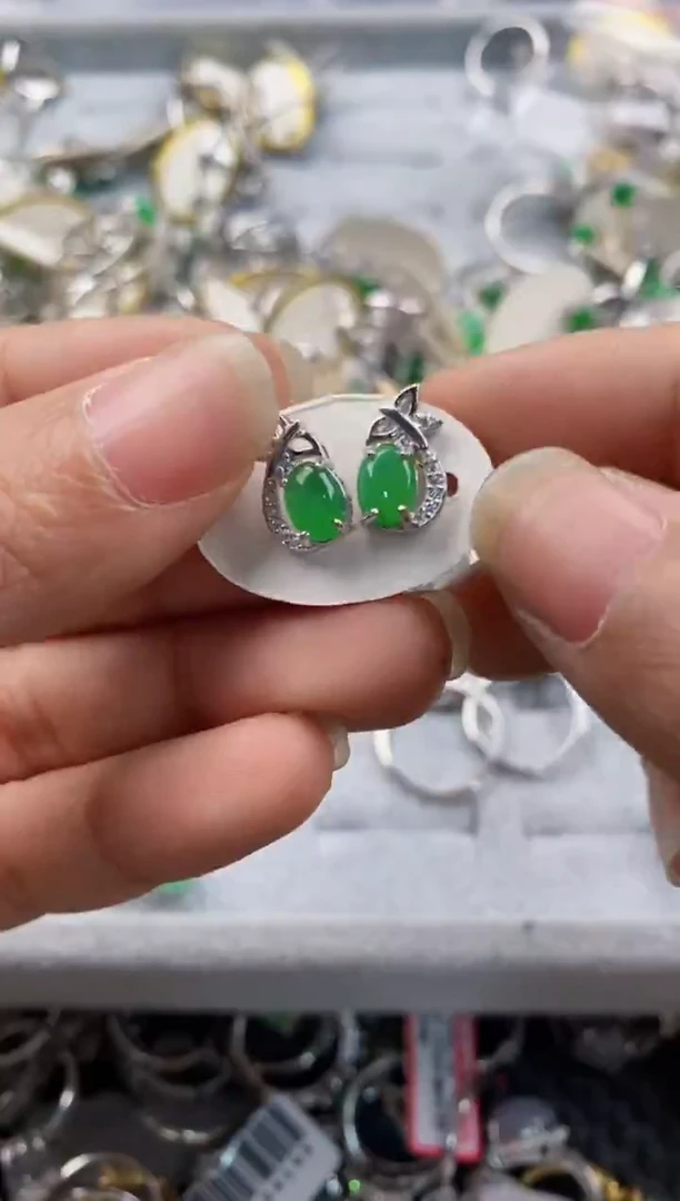 银S925镶嵌戒指翡翠666--2