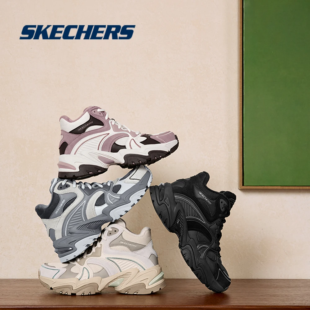 斯凯奇女鞋时尚加绒加厚保暖拼色中帮机甲老爹鞋休闲运动鞋167987