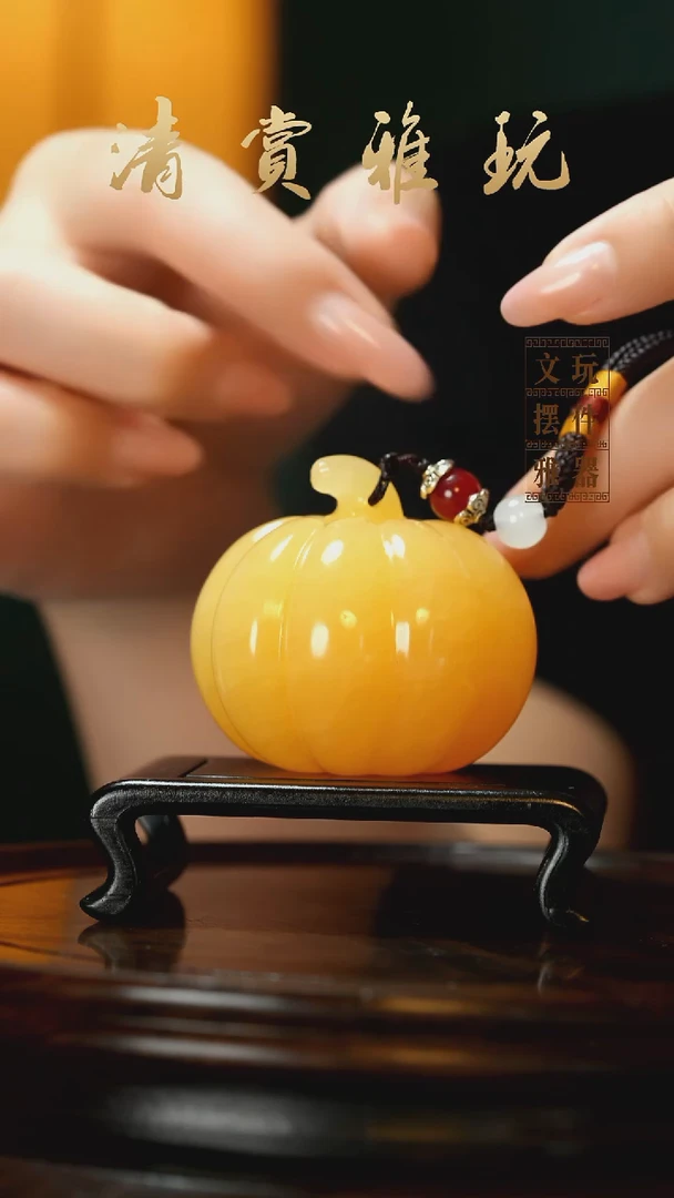 玉《金田黄福瓜》手把件摆件