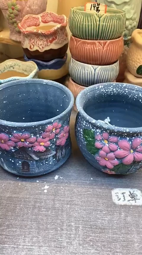 @@陶瓷多肉花盆G13暗香花园2件套