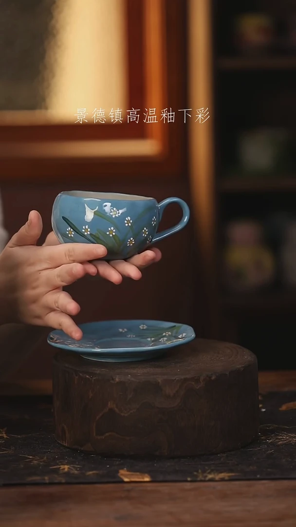 陶瓷景德镇高温釉下手绘陶瓷@L822@