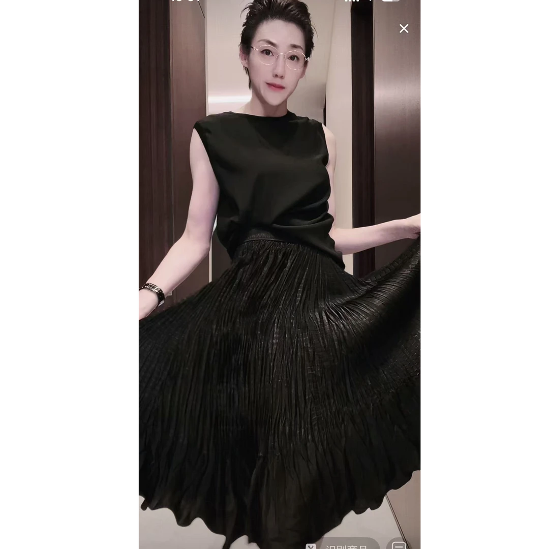 松紧腰 小鱼尾裙 百褶半裙 Q0625