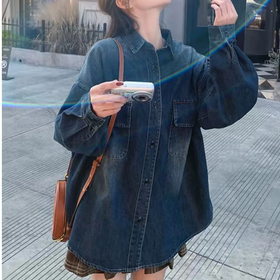 常规款衬衣秋季牛仔衬衫袖立体裁剪休闲外套