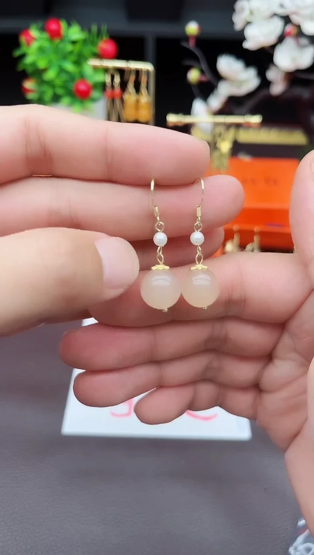 玛瑙/玉髓耳饰银S925镶嵌218000