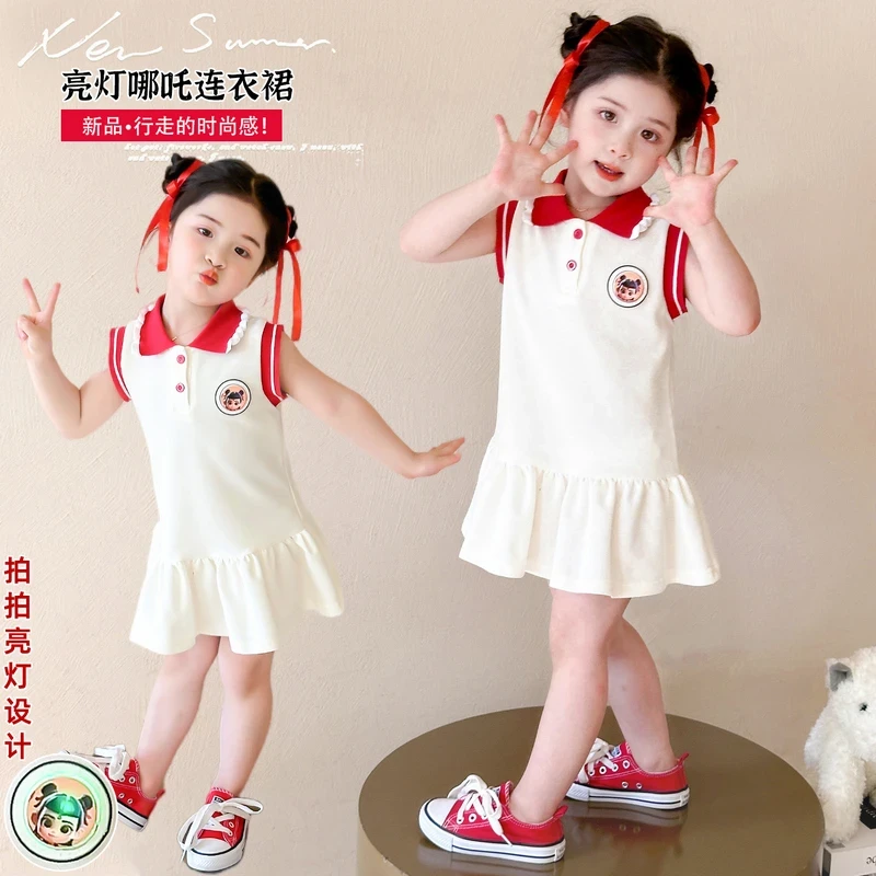女童连衣裙2025新款夏装儿童中小童学院风裙子女宝宝无袖公主裙潮