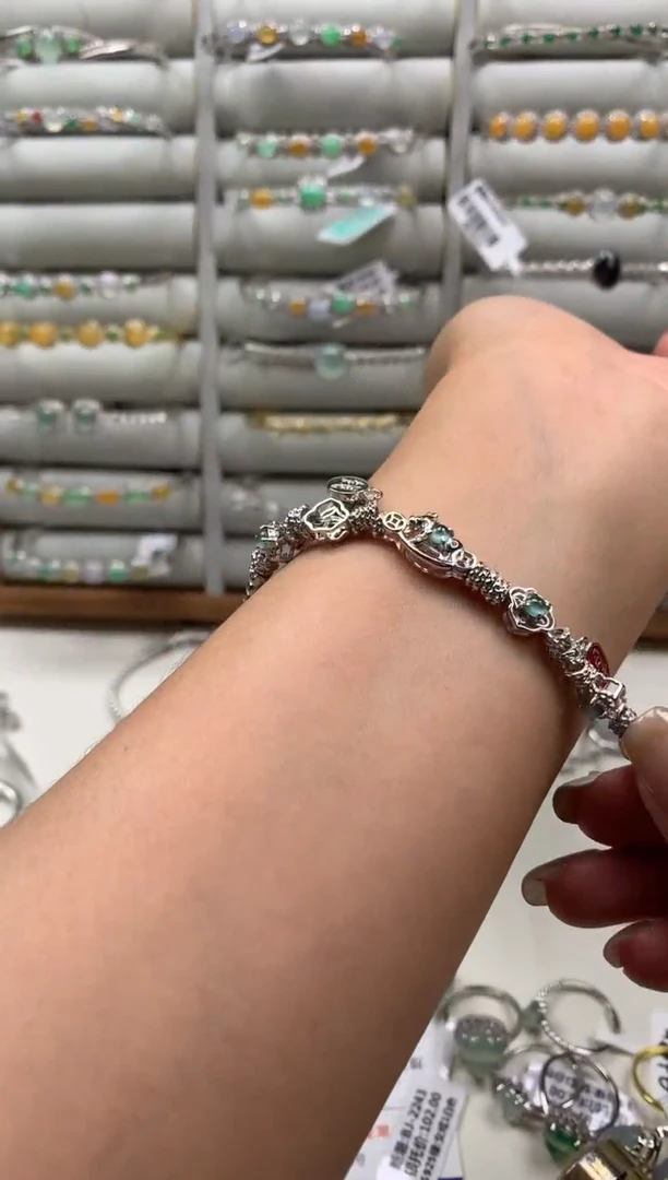 银S925镶嵌戒指翡翠手链