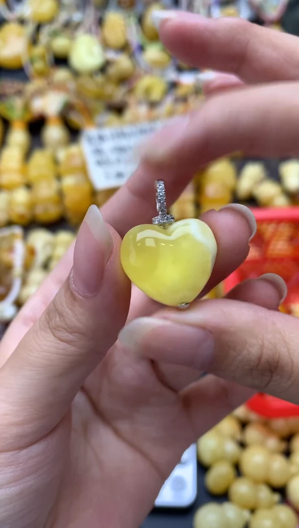 银S925镶嵌琥珀珠宝奇石053琥珀蜜蜡瑕疵品介意勿拍花粉