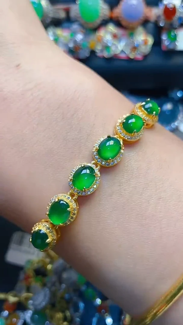 银S925镶嵌翡翠耳饰天然