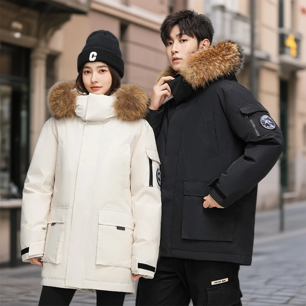 羽绒服男款秋冬新款风衣中长款外套潮牌高品质毛领冲锋衣经典热销