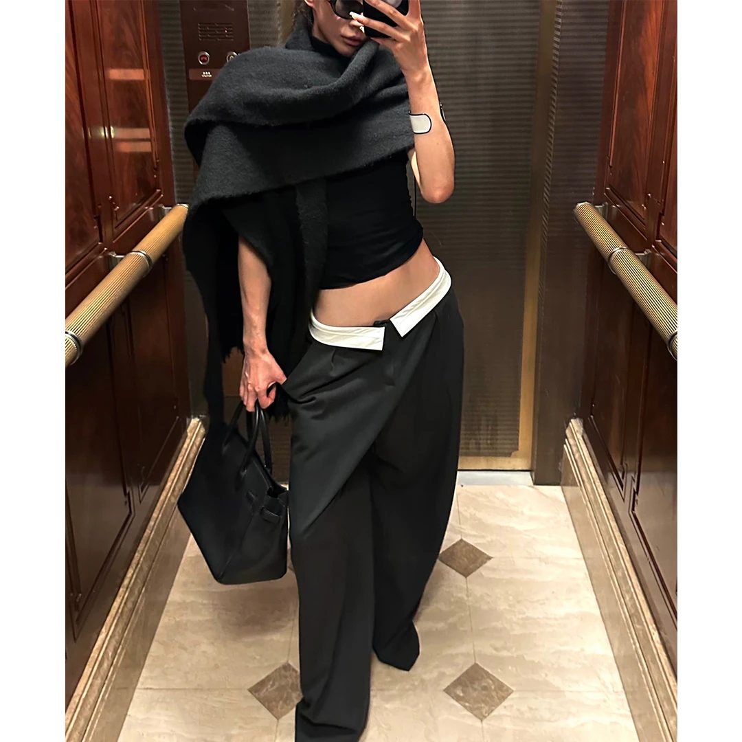 0122stepll 低腰阔腿裤休闲裤女高级宽松显瘦垂感直筒拖地西装裤