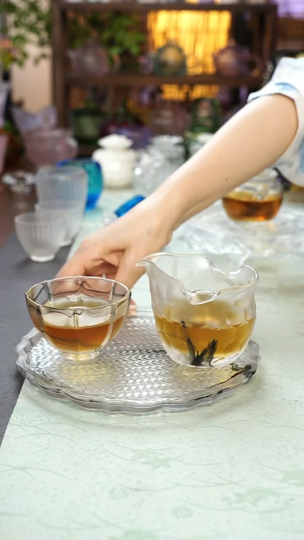琉璃闪购浅墨圆形壶承+揽月宫灯+明德茶杯飘黑