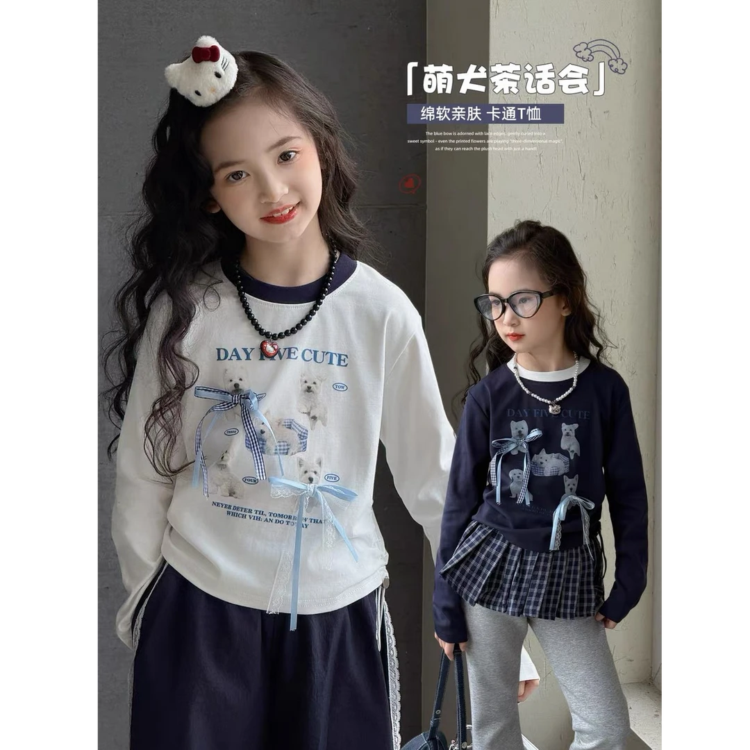 【现货】2025秋韩系萌犬茶话会立体蝴蝶结打底衫 D767 767 P