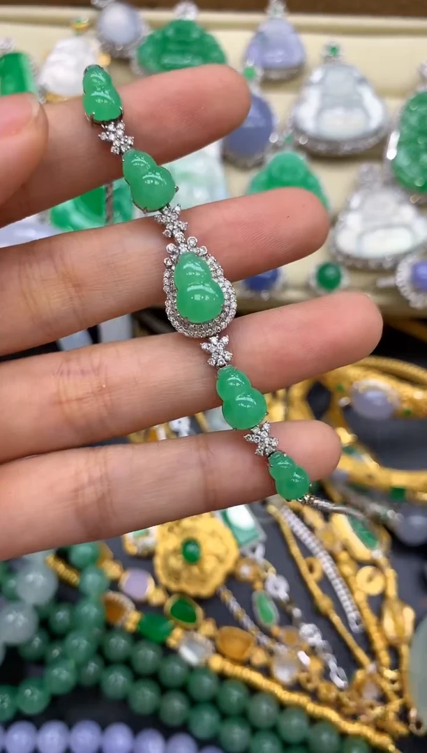 18K金镶嵌手链翡翠372-中国好珍宝