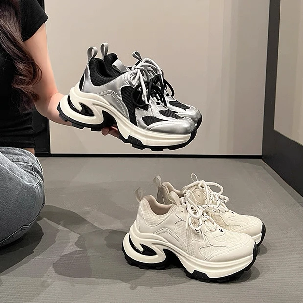 厚底增高老爹鞋夏季百搭运动休闲鞋 跟高7.5cm 4349