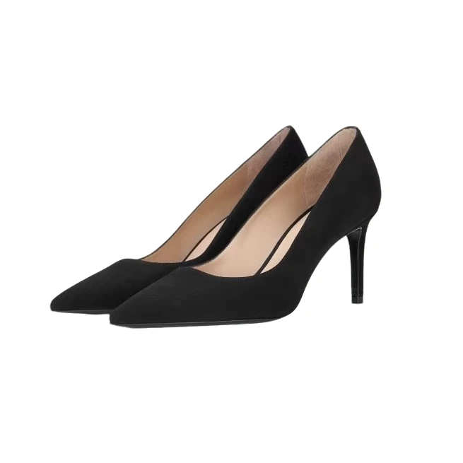 StuartWeitzman【商场同款】STUART POWER 75五十度裸牛皮/黑高跟鞋