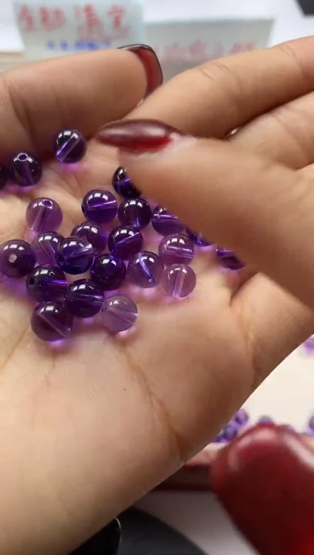 【闪购商品】水晶颈饰未镶嵌w49全净体紫水晶6mm*30颗