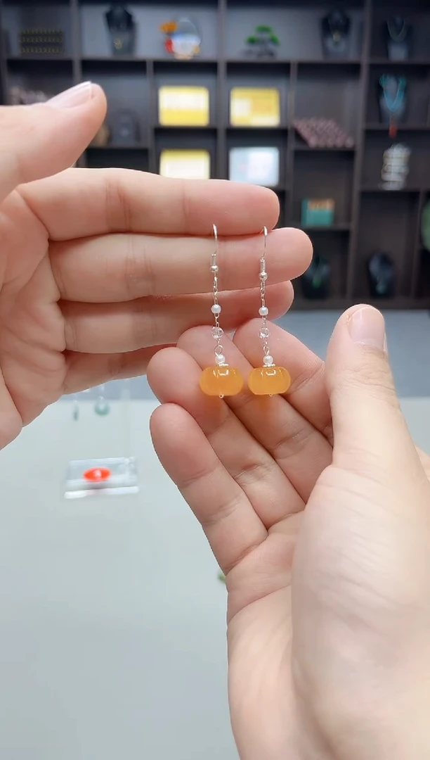 银S925镶嵌耳饰玛瑙/玉髓W06