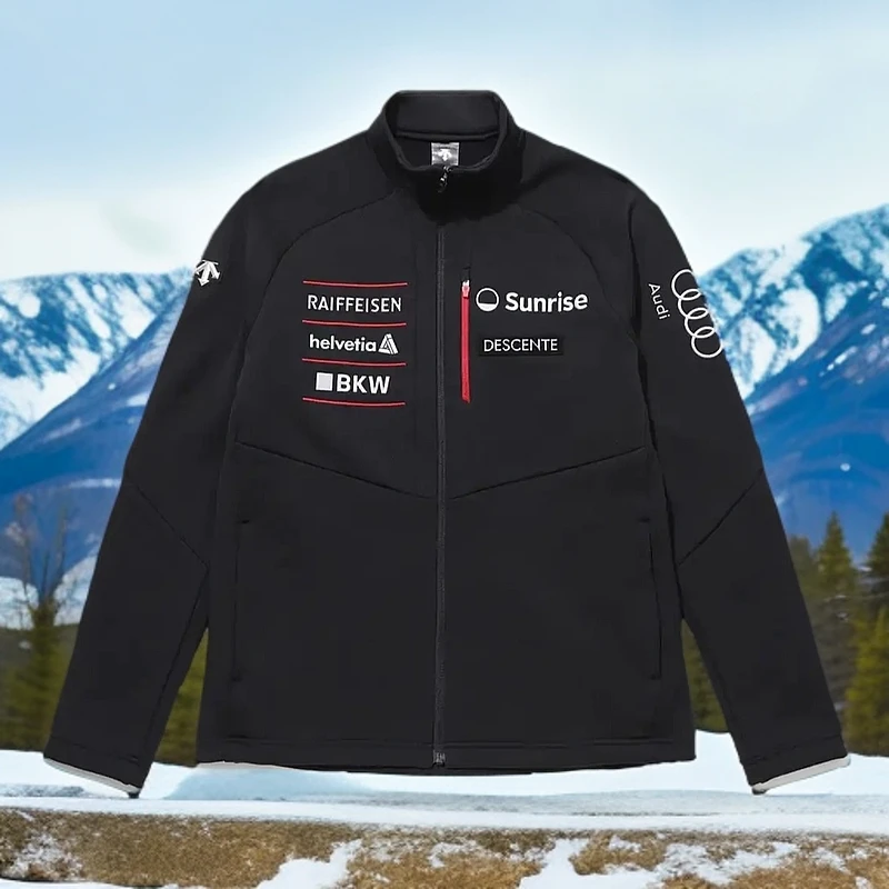 DESCENTE/迪桑特24年奥迪抓绒拉链户外衣服黑色男士SP423SFTO1