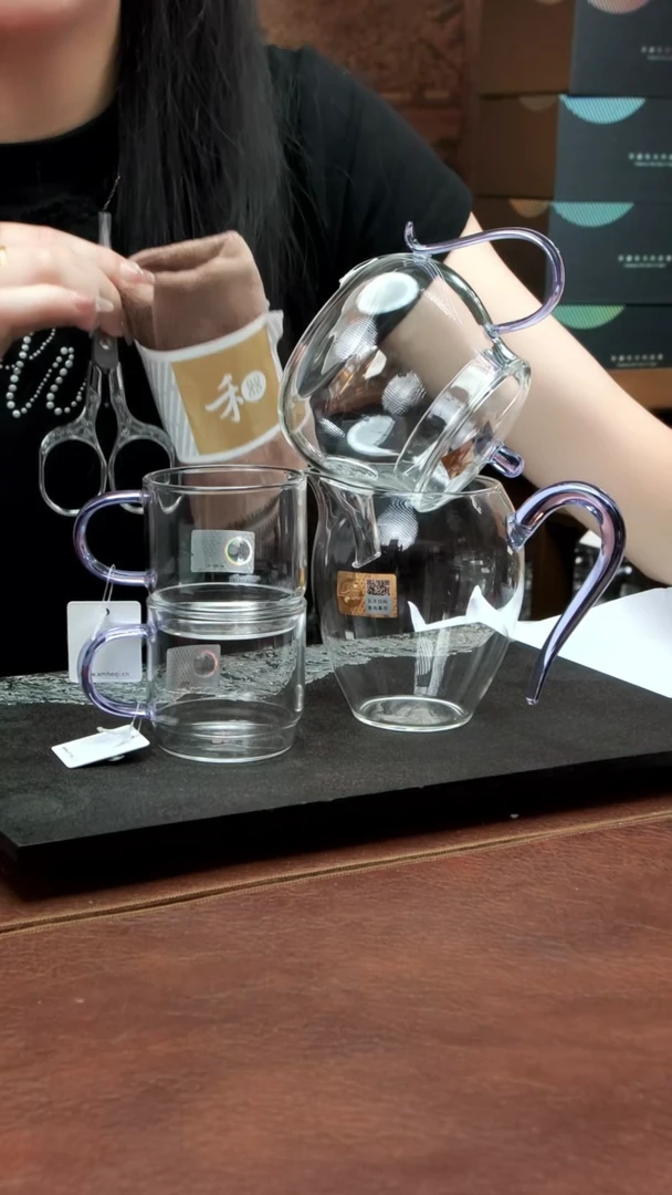 青云壶+怡然+逸杯一对浅紫+茶巾+茶剪