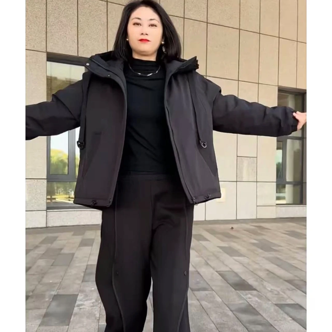 冬款派克加绒加厚棉服保暖拉链纯色外套