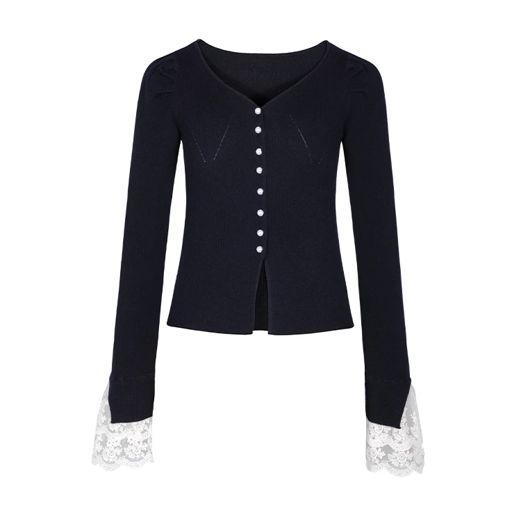 【九月专属】商场同款春秋新品袖口花边设计针织衫NDY1B41056