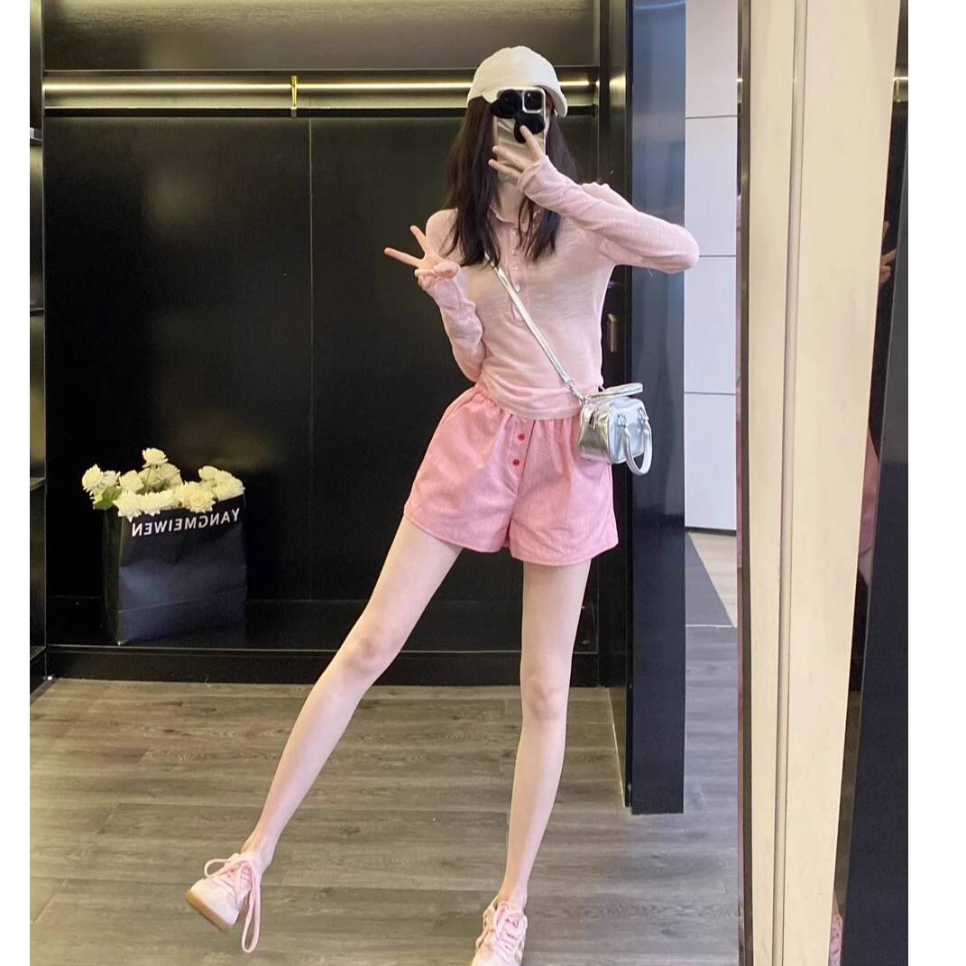 Leathercat今年流行的漂亮套装小个子显瘦休闲短裤减龄穿搭一整套