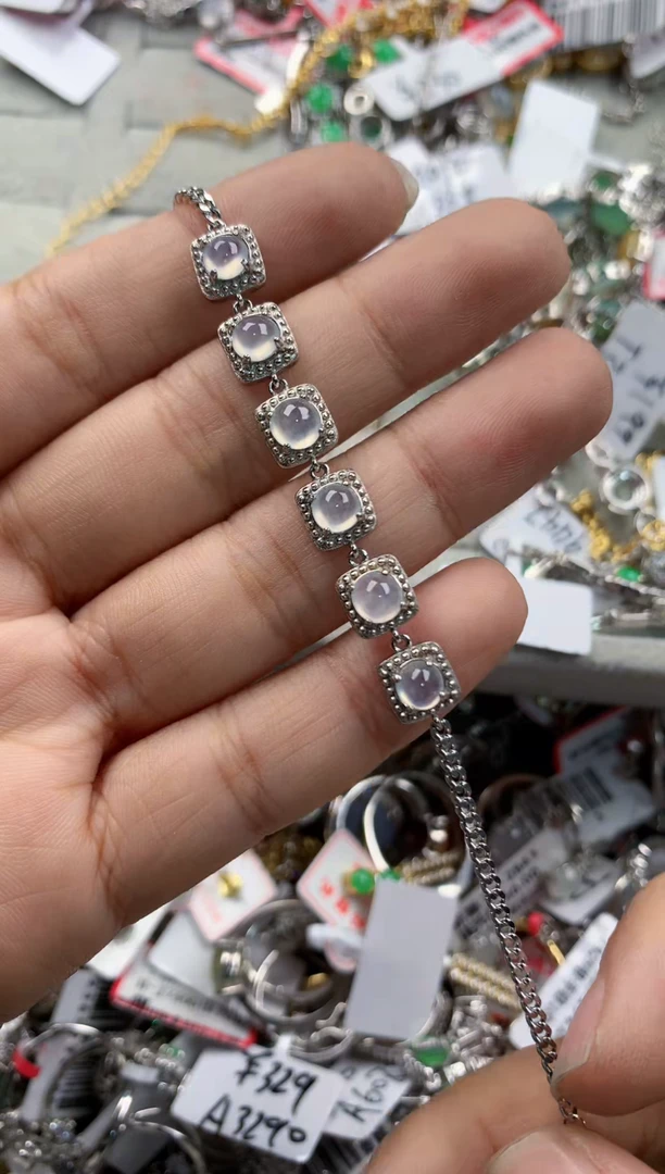 银S925镶嵌戒指翡翠666              5