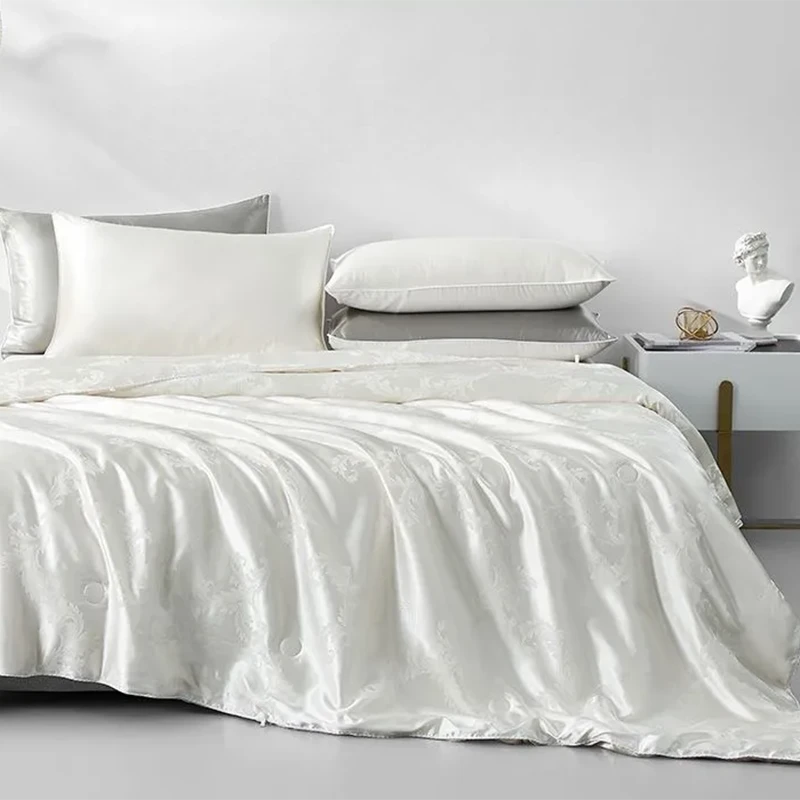 蚕丝被高档天丝贡缎提花双人春秋冬被四季可水洗高端舒适E742