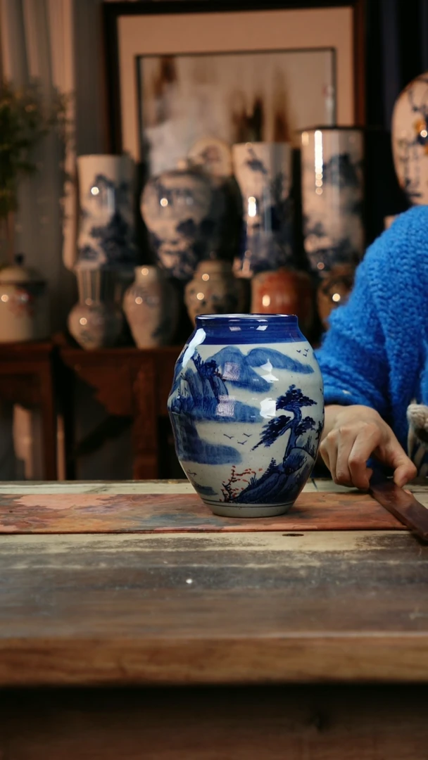 【闪购商品】瓷片景德镇纯手工釉下彩精品花瓶