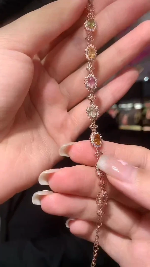 银S925镶嵌手链碧玺【宝石世家严选】