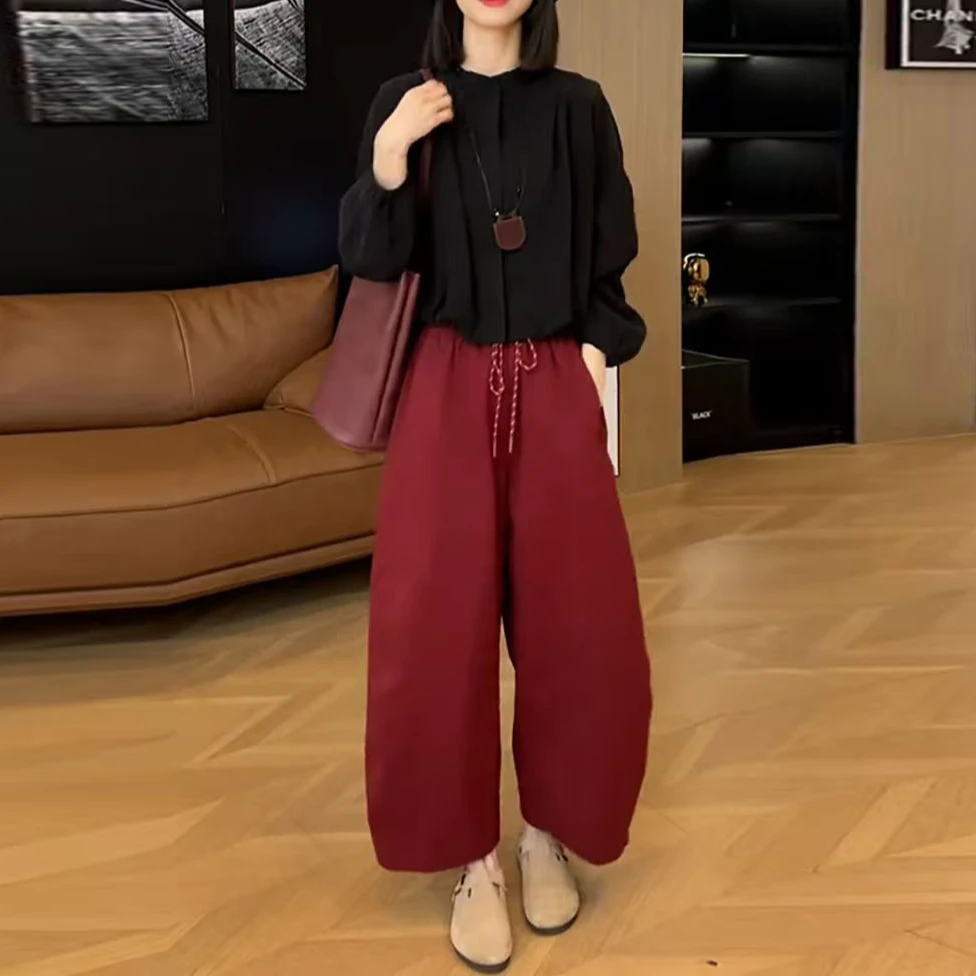 休闲风时尚套装套装气质休闲红色网红夏季百搭秋季显瘦洋气新款