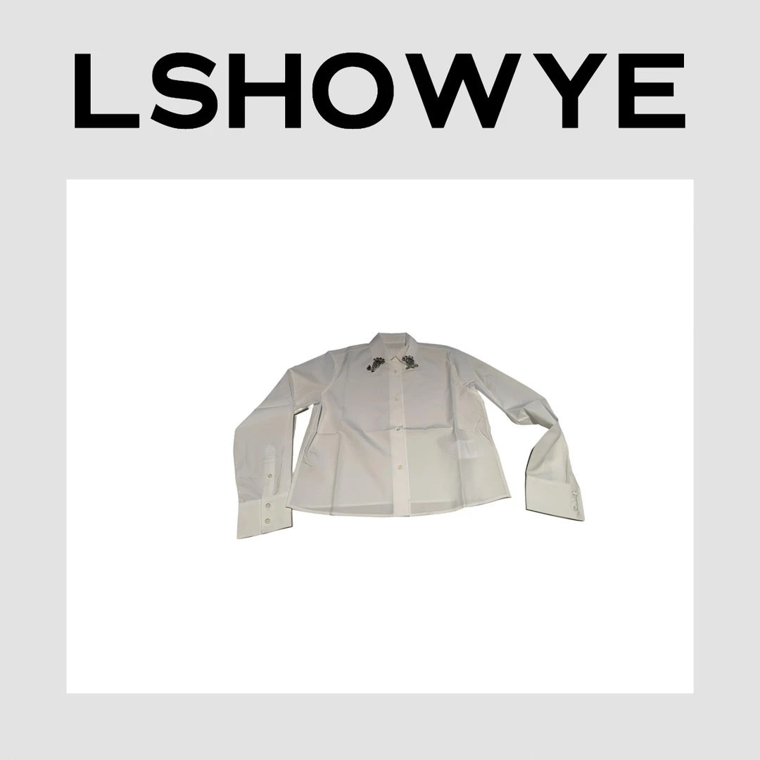 LSHOWYE｜设计师早春新款水晶吊坠休闲短款衬衫 25628