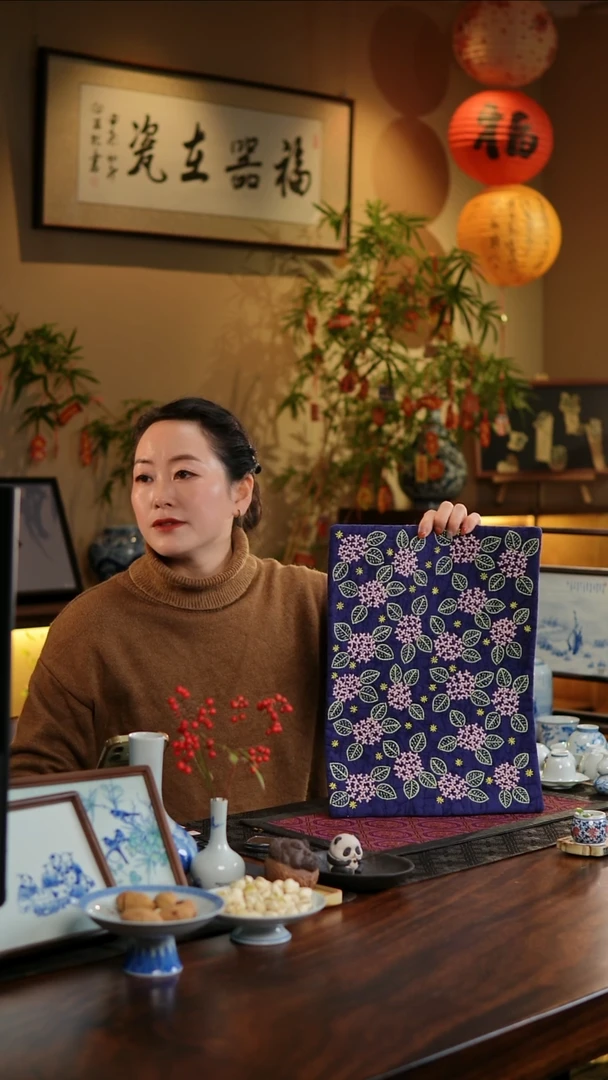【闪购商品】织绣绣球花长大号茶席B款
