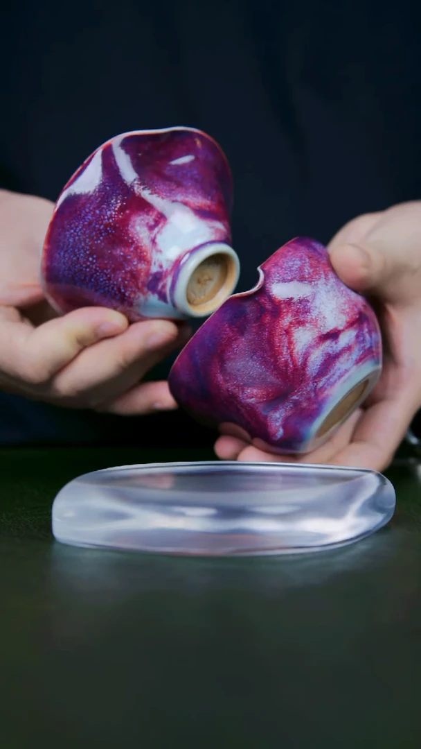 老师手工作品，钧瓷杯子 两只，