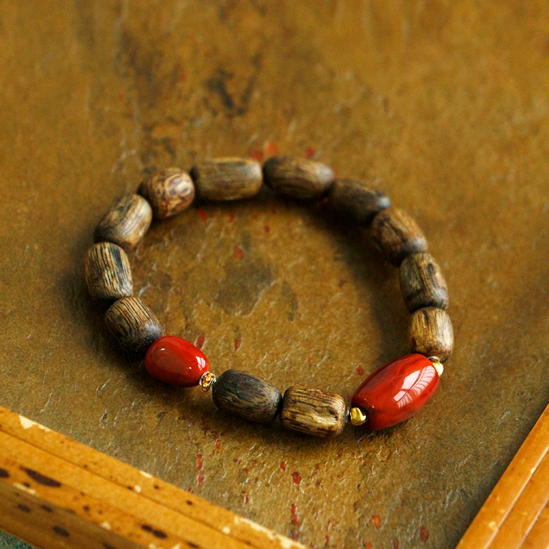 沉香奇楠沉香树心油配瓦西火焰纹单圈