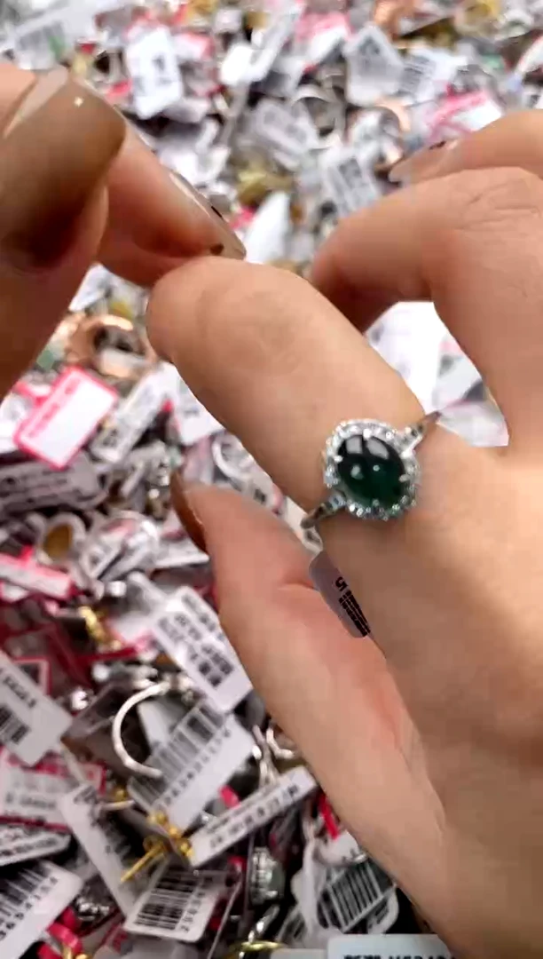 【闪购商品】翡翠戒指银S925镶嵌99999---3