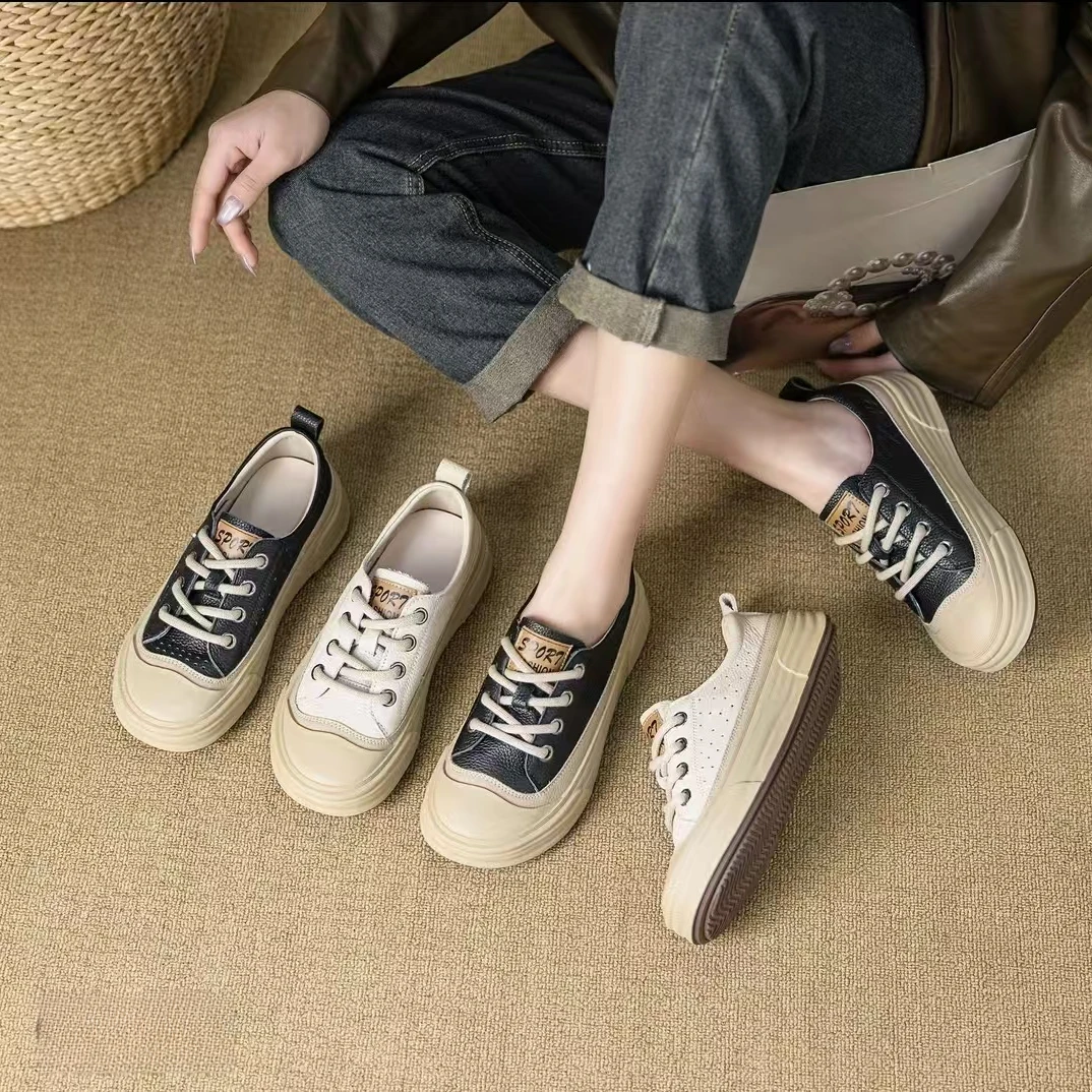 头层厚底增高真皮单鞋休闲防滑耐磨春秋新舒适时尚百搭潮流夏季