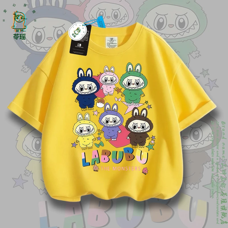 拉布布t恤儿童短袖2025新款女童夏季童装白色纯棉时尚男童上衣ins