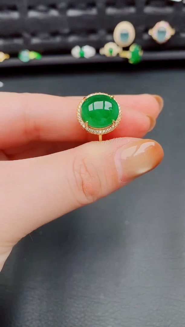 【闪购商品】翡翠戒指银S925镶嵌天然a货翡翠424