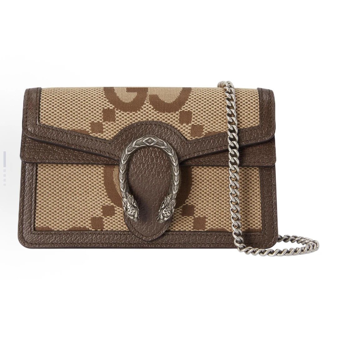 未使用 GUCCI/古驰 酒神mini帆布大LOGO链条单肩斜挎包