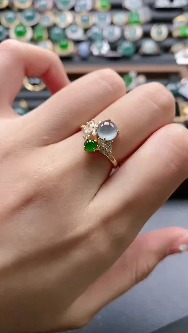 【闪购商品】翡翠戒指银S925镶嵌51511-5