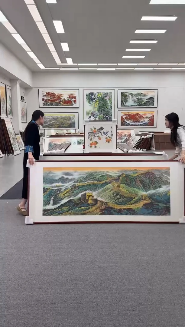 国画手绘现画 万里长城无水 219*88