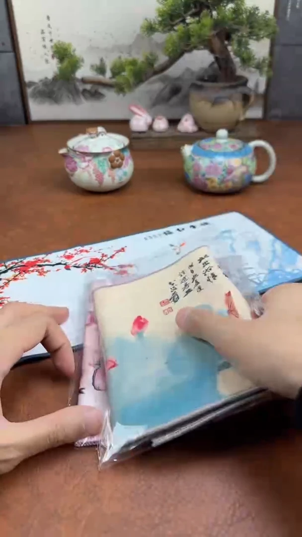 荷花茶巾+喜上眉梢茶巾+国色天香粉色茶